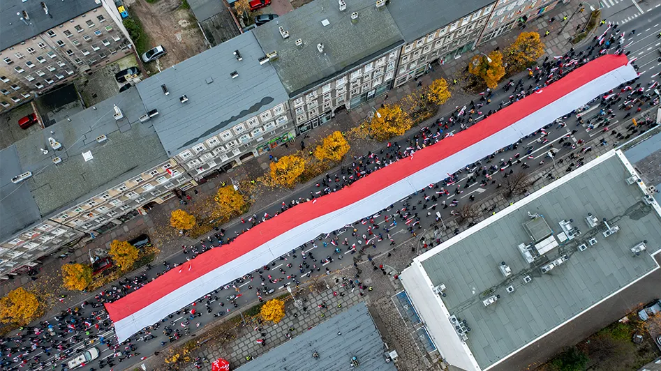 Zdjęcie z drona manifestacji w Szczecinie